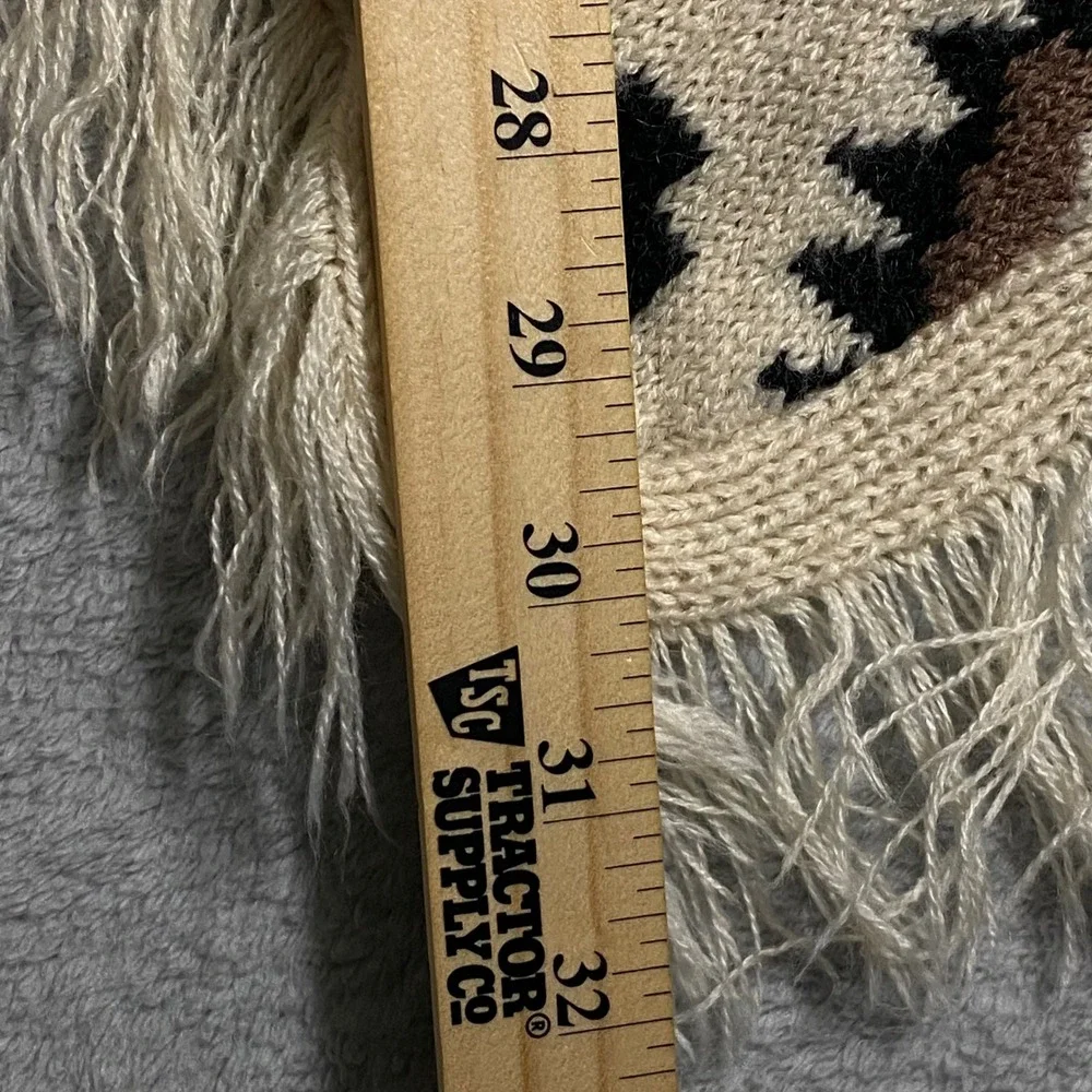 No Boundaries Cardigan Women Large L Cream Southwestern Fringe Open‎ Front Knit
